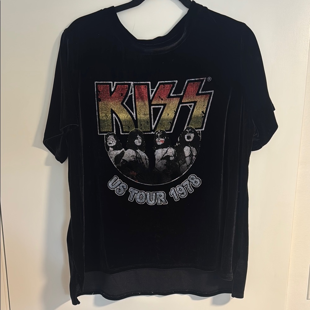 KISS Womens Black Velvet Graphic T-Shirt size XL
